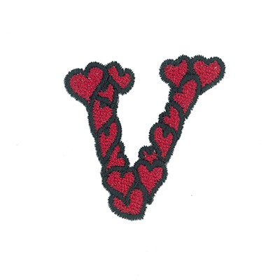 Hearts Lower Case V Machine Embroidery Design
