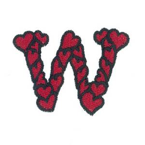 Picture of Hearts Lower Case W Machine Embroidery Design