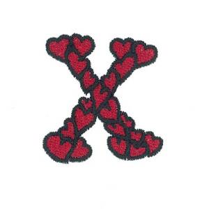 Picture of Hearts Lower Case X Machine Embroidery Design