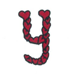Picture of Hearts Lower Case Y Machine Embroidery Design