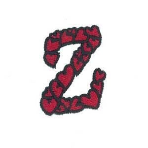 Picture of Hearts Lower Case Z Machine Embroidery Design