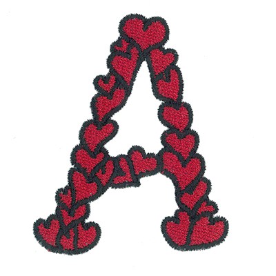 Hearts Upper Case A Machine Embroidery Design