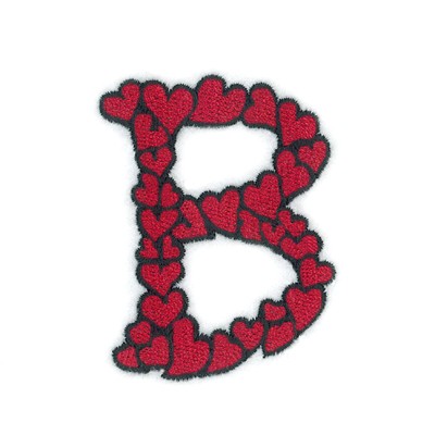 Hearts Upper Case B Machine Embroidery Design