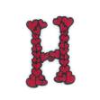 Picture of Hearts Upper Case H Machine Embroidery Design