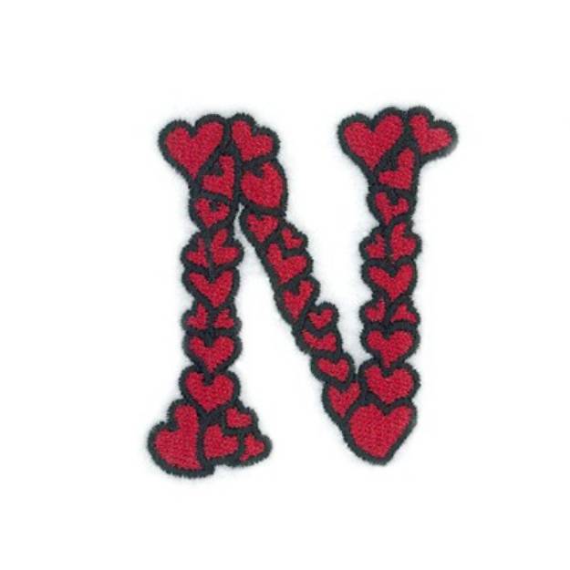 Picture of Hearts Upper Case N Machine Embroidery Design