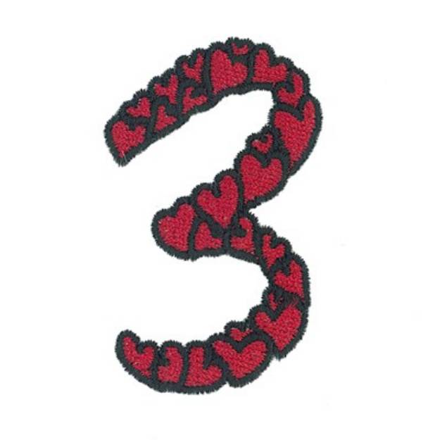 Picture of Hearts Number 3 Machine Embroidery Design