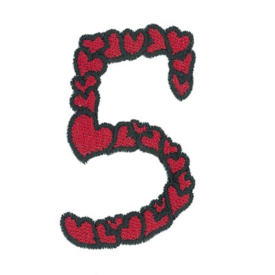 Hearts Number 5 Machine Embroidery Design