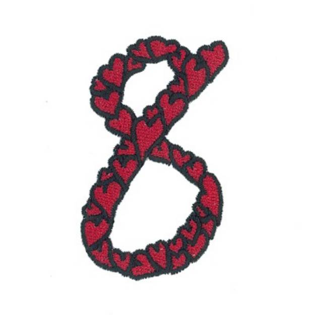 Picture of Hearts Number 8 Machine Embroidery Design