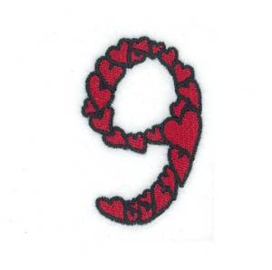 Picture of Hearts Number 9 Machine Embroidery Design