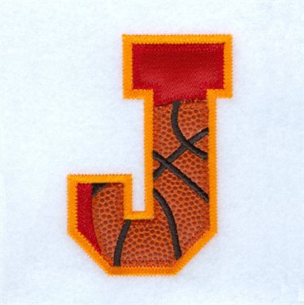 Picture of J Basketball Applique Machine Embroidery Design