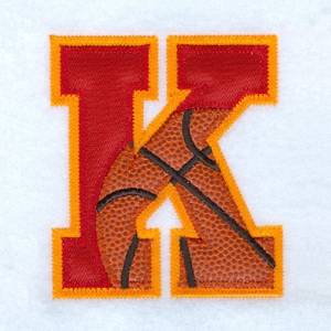 Picture of K Basketball Applique Machine Embroidery Design