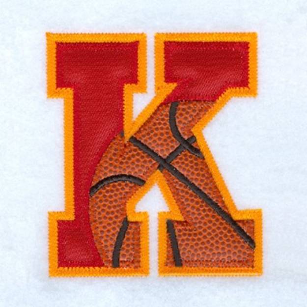 Picture of K Basketball Applique Machine Embroidery Design