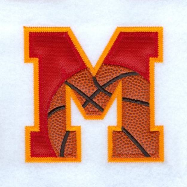 Picture of M Basketball Applique Machine Embroidery Design