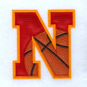 Picture of N Basketball Applique Machine Embroidery Design