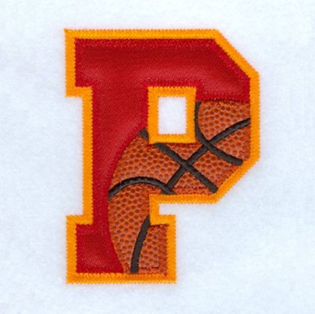 Picture of P Basketball Applique Machine Embroidery Design