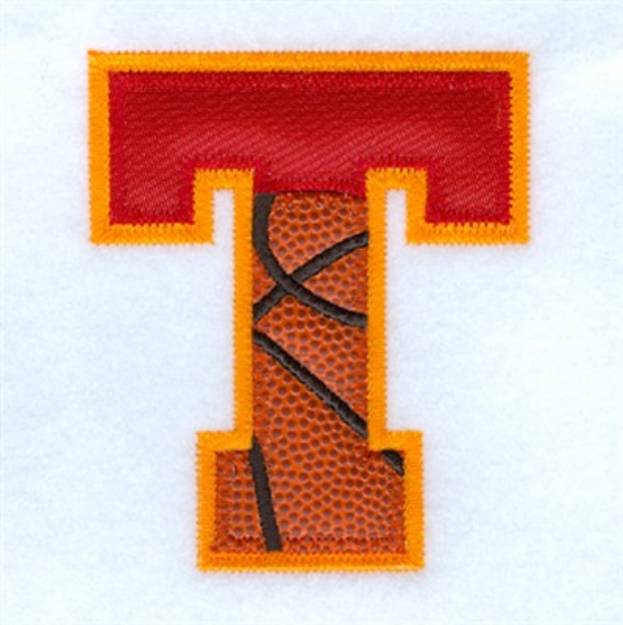 Picture of T Basketball Applique Machine Embroidery Design