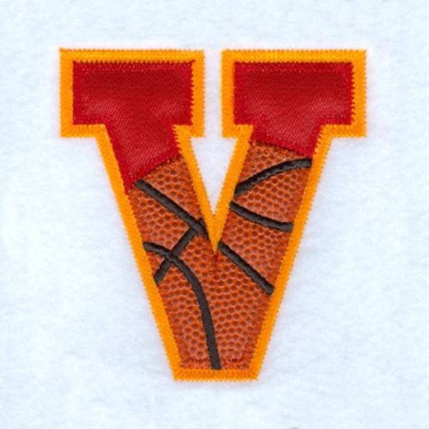Picture of V Basketball Applique Machine Embroidery Design