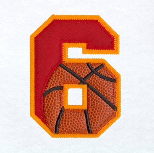 Picture of 6 Basketball Applique Machine Embroidery Design