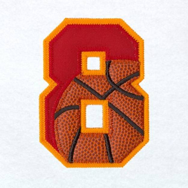 Picture of 8 Basketball Applique Machine Embroidery Design