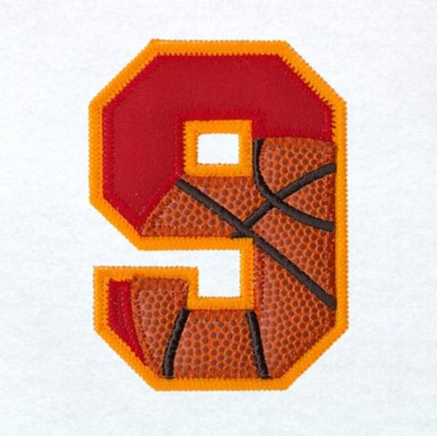 Picture of 9 Basketball Applique Machine Embroidery Design