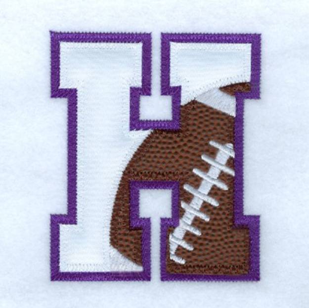 Picture of H Football Applique Machine Embroidery Design