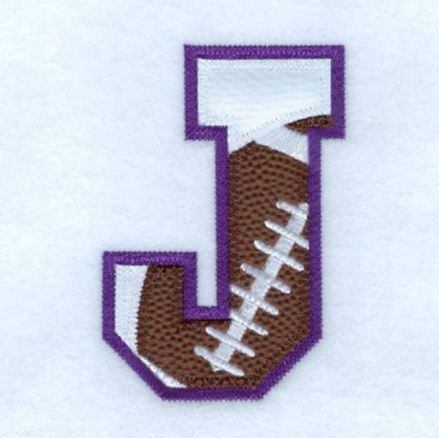Picture of J Football Applique Machine Embroidery Design