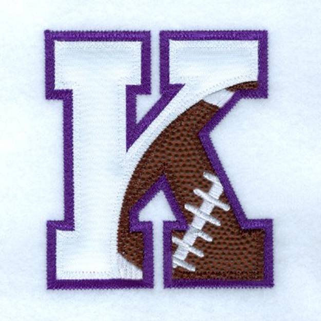 Picture of K Football Applique Machine Embroidery Design