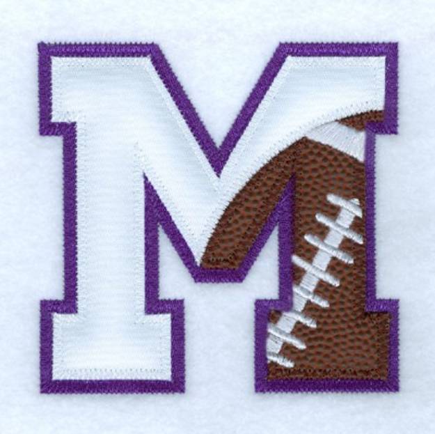 Picture of M Football Applique Machine Embroidery Design