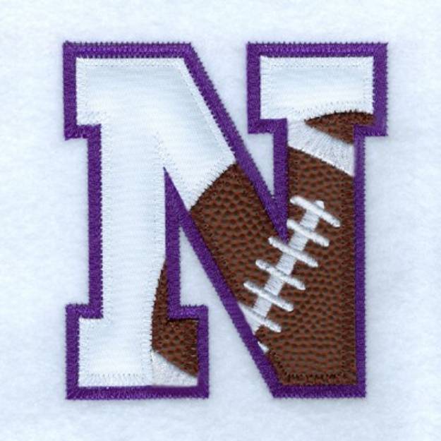 Picture of N Football Applique Machine Embroidery Design