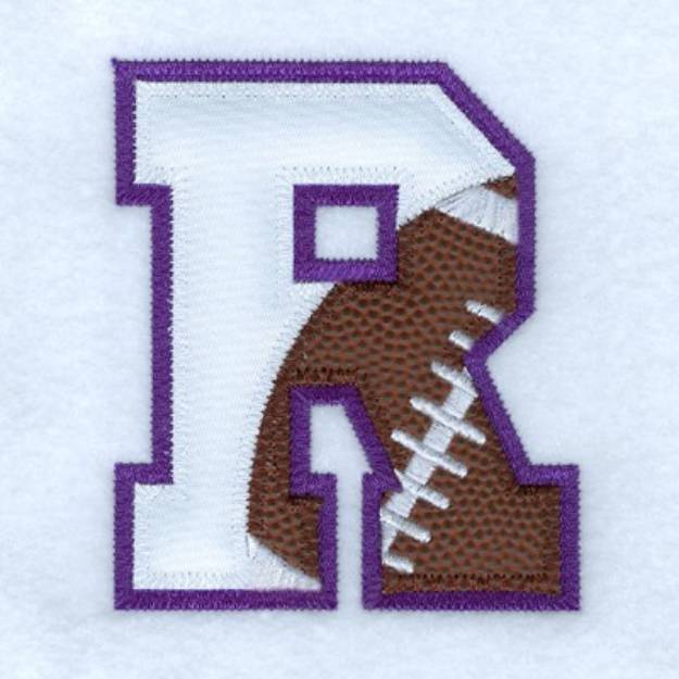 Picture of R Football Applique Machine Embroidery Design
