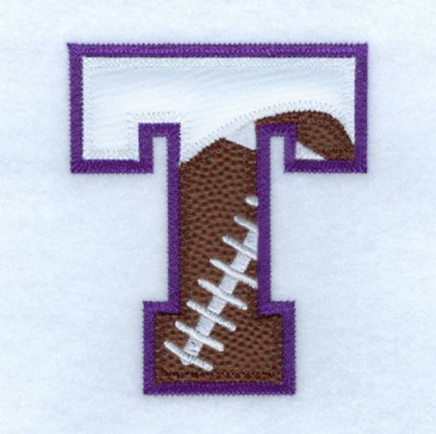 Picture of T Football Applique Machine Embroidery Design