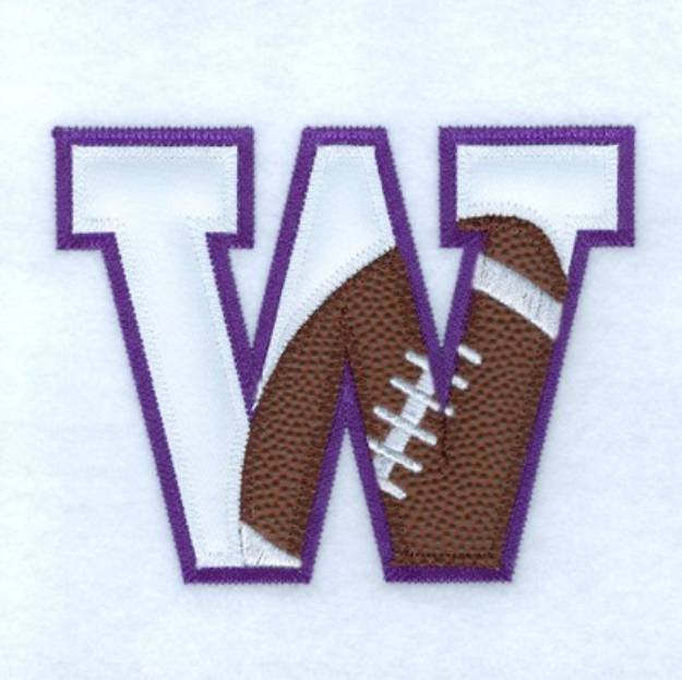 Picture of W Football Applique Machine Embroidery Design