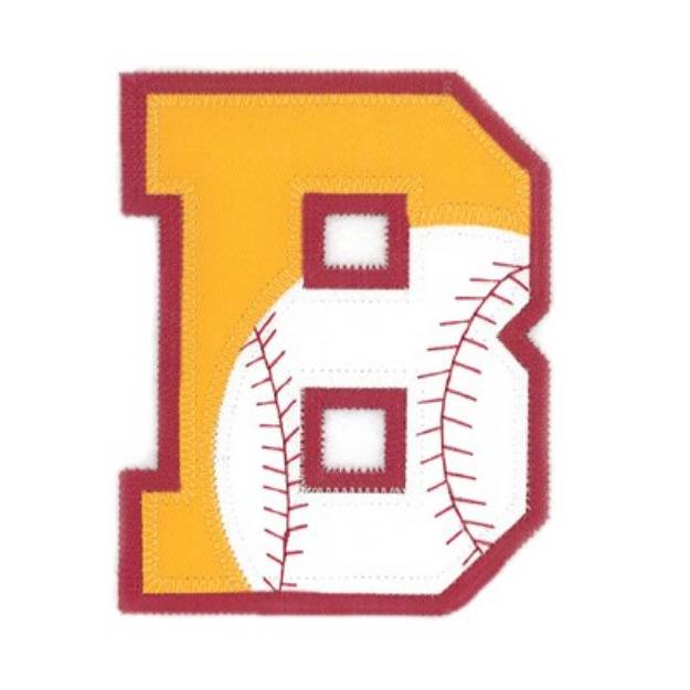 Picture of B Baseball Applique Machine Embroidery Design