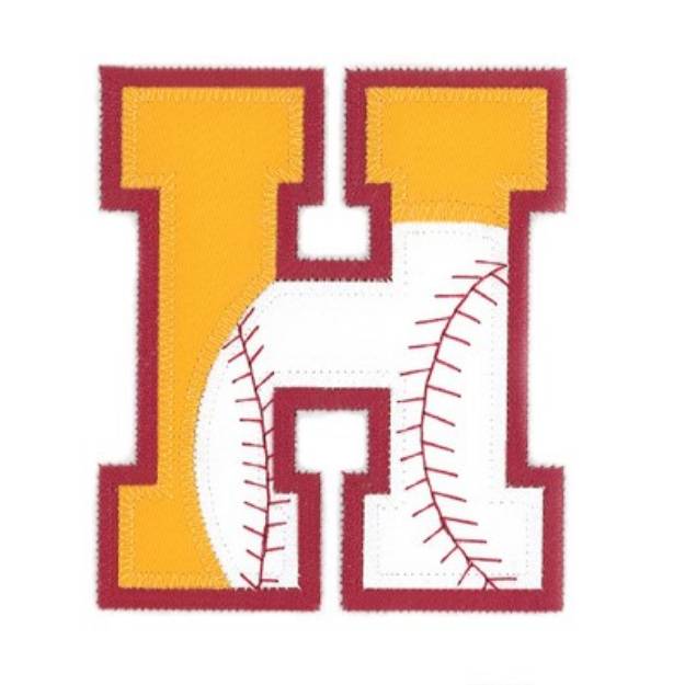 Picture of H Baseball Applique Machine Embroidery Design