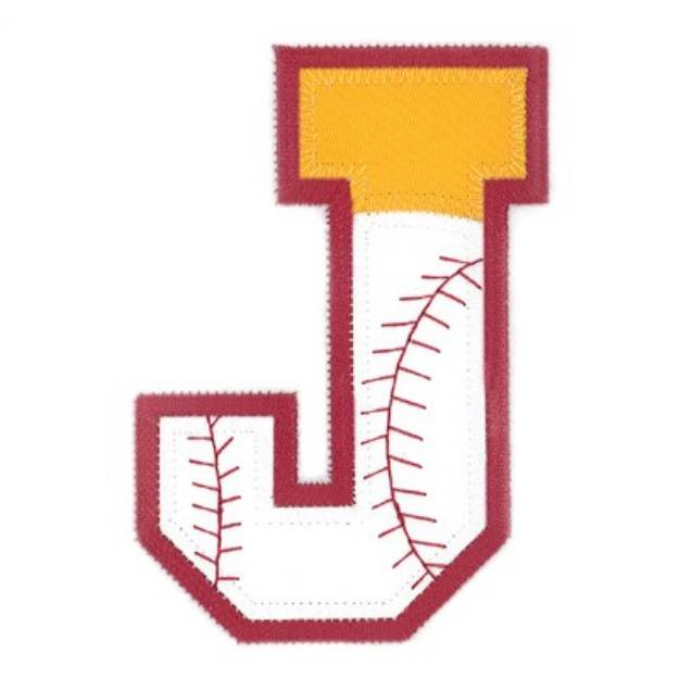 Picture of J Baseball Applique Machine Embroidery Design