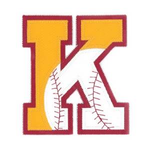 Picture of K Baseball Applique Machine Embroidery Design