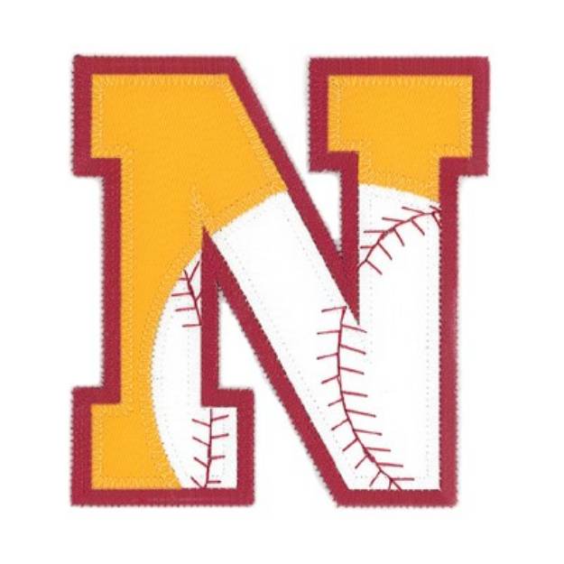 Picture of N Baseball Applique Machine Embroidery Design