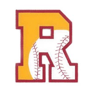 Picture of R Baseball Applique Machine Embroidery Design