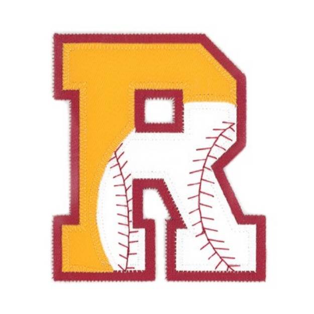 Picture of R Baseball Applique Machine Embroidery Design