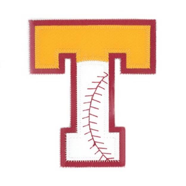 Picture of T Baseball Applique Machine Embroidery Design