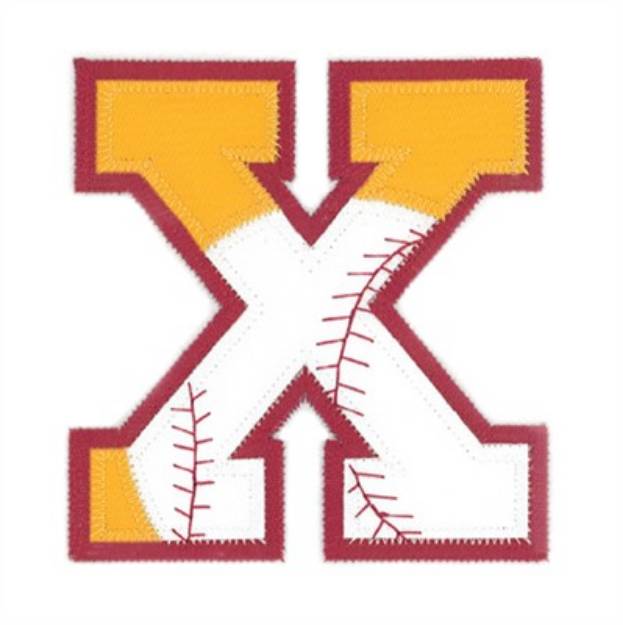 Picture of X Baseball Applique Machine Embroidery Design