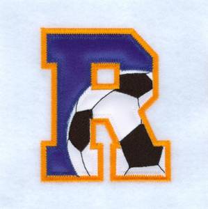 Picture of R Soccer Applique Machine Embroidery Design