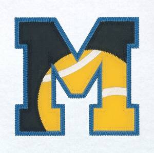 Picture of M Tennis Applique Machine Embroidery Design