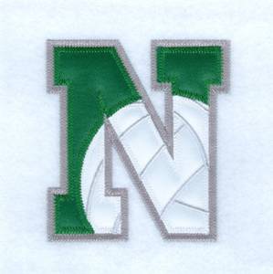 Picture of N Volleyball Applique Machine Embroidery Design