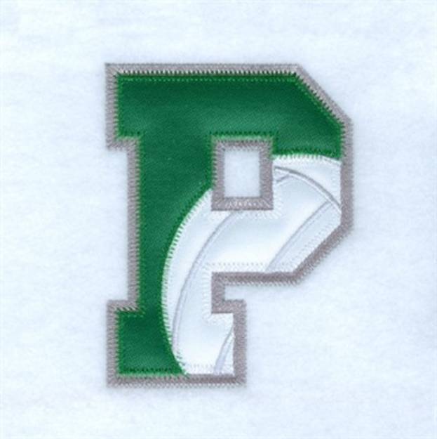 Picture of P Volleyball Applique Machine Embroidery Design