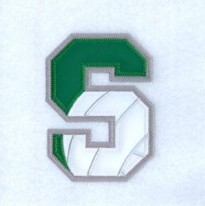 Picture of S Volleyball Applique Machine Embroidery Design
