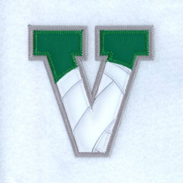 Picture of V Volleyball Applique Machine Embroidery Design