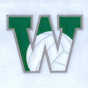 Picture of W Volleyball Applique Machine Embroidery Design