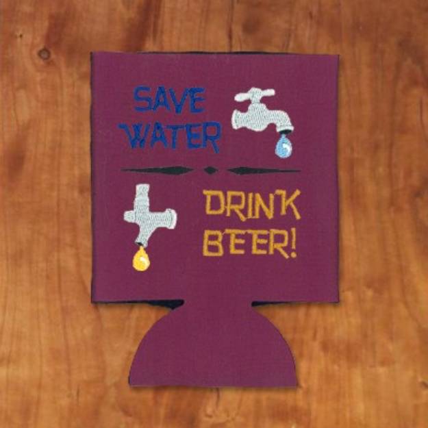 Picture of Save Water Koozie Machine Embroidery Design