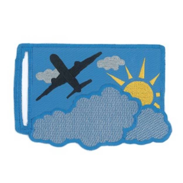 Picture of Airplane Travel Tag Machine Embroidery Design